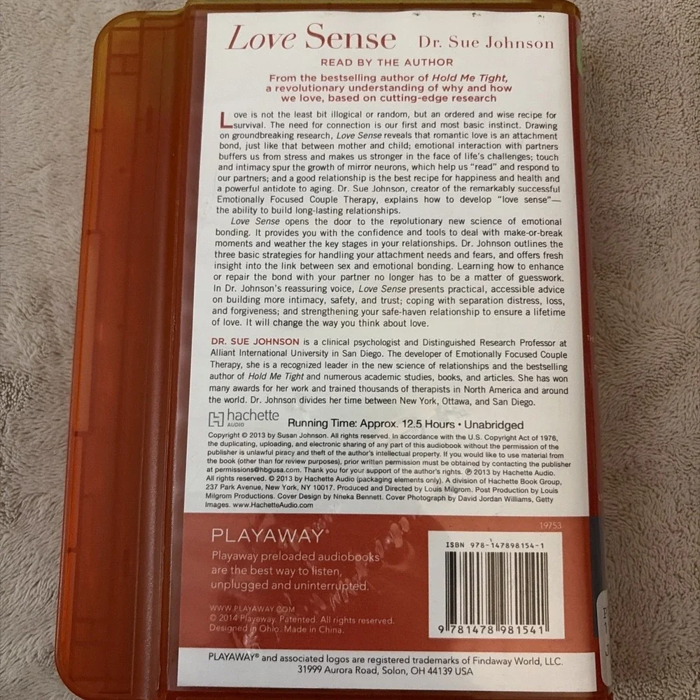 Playaway Audiobook Audio Book Ex Library - Love Sense By Dr Sue‎ Johnson